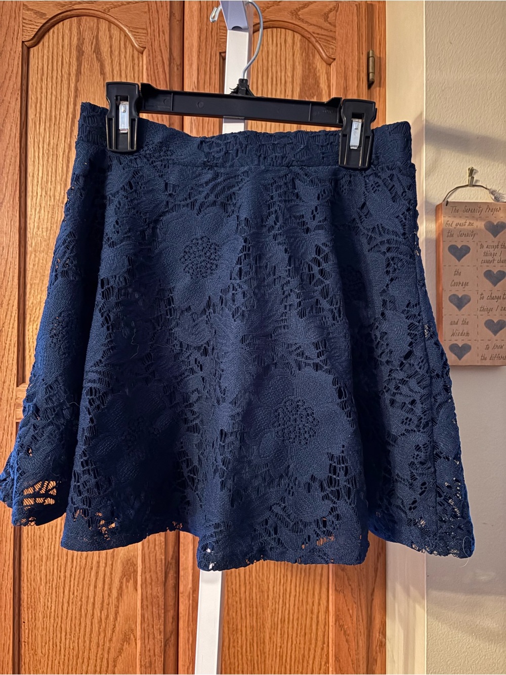 Navy Lace A-Line Skirt - Women